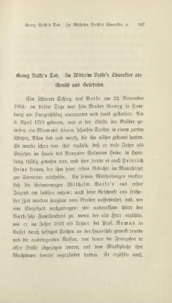 Georg Vatke's Tod. Zu Wilhelm Vatke's Charakter als Mensch und Gelehrter