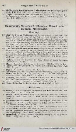 Geographie, Reisebeschreibungen, Naturkunde, Medicin, Mathematik (Nr. 3575 - 3621)