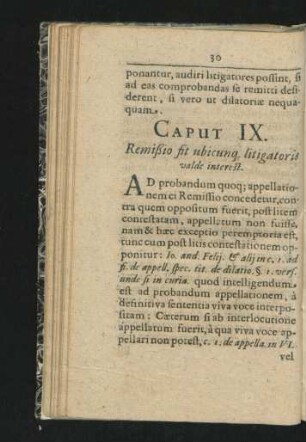 Caput IX. Remissio sit ubicunque litigatoris valde interest.