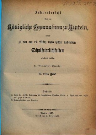 Jahresbericht : über das Schuljahr .... 1874/75