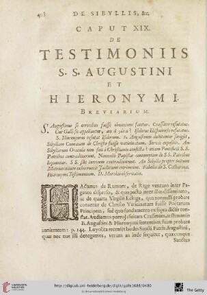 Caput XIX.: de Testimoniis S. S. Augustini et Hieronymi
