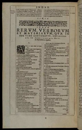Index Rerum, Verborum Et Materiarum, Quæ In Hoc Tomo Continentur [...]
