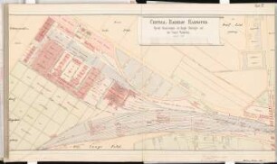 Hauptbahnhof Hannover Schinkelwettbewerb 1869: Lageplan Rangierbahnhof und Werkstätten 1:1250; Maßstabsleiste