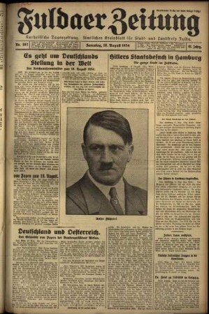 Ausgabe vom Samstag, den 18. August 1934.