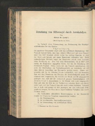 Zersetzung von Silberoxyd durch Autokatalyse