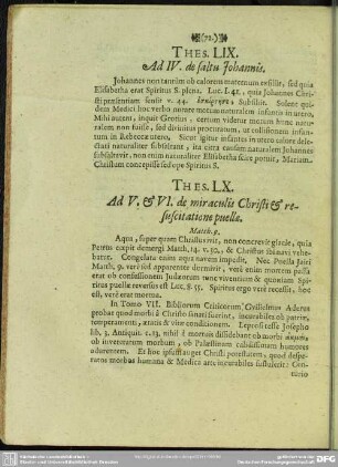 Thes. LX. ad V. & VI. de miraculis Christi & resuscitatione puellae