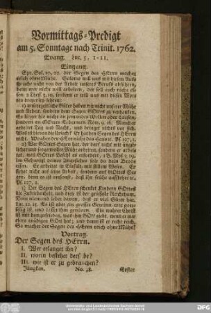 [No. 38.] Vormittags-Predigt am 5. Sonntage nach Trinit. 1762. Evang. Luc. 5, 1 - 11.