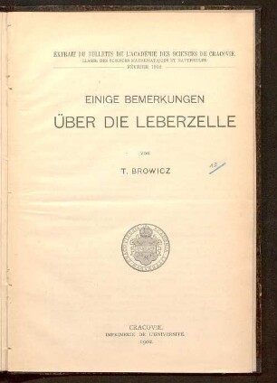 Einige Bemerkungen über die Leberzelle