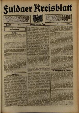 Ausgabe vom Freitag, den 26. Juni 1914.