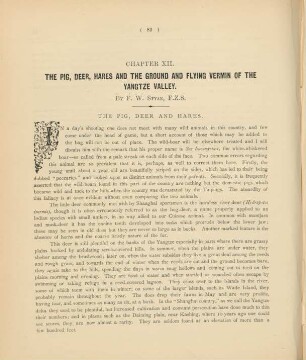 Chapter XII. The pig, deer, hares and the ground and flying vermin of the Yangtze Valley.