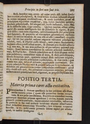 305-311, Positio Tertia. Materia prima caret actu entitativo