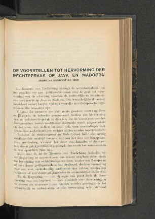 De voestellen tot hervorming der rechtspraak op Java en Madoera