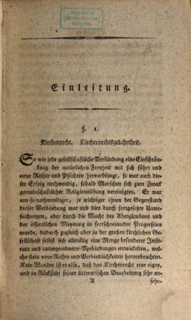 Handbuch des gemeinen in Teutschland üblichen Kirchenrechts : als Commentar über seine Grundsätze desselben. 1