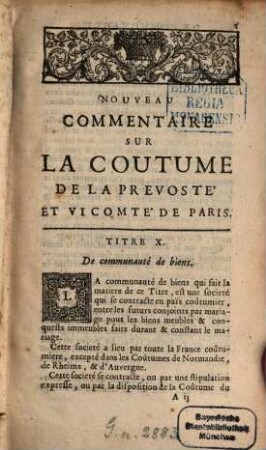 Nouveau commentaire sur la coutume de la prevosté et vicomté de Paris