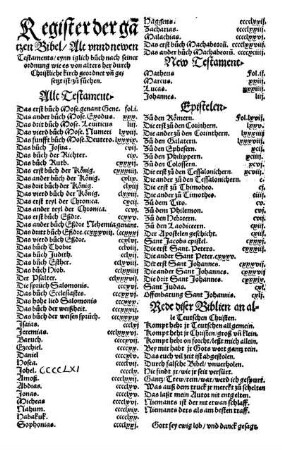 Register der ga[n]tzen Bibel/ Alt vnnd newen Testaments/ [...]