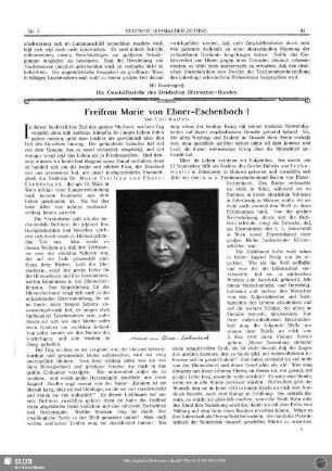 Freifrau Marie von Ebner-Eschenbach †