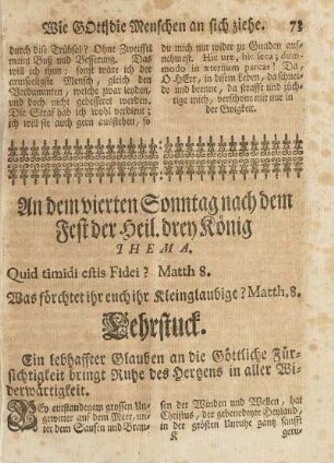 An dem vierten Sonntag nach dem Fest der Heil. drey König