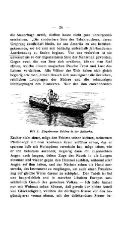 Eingeborener Eskimo in der Baidarka.