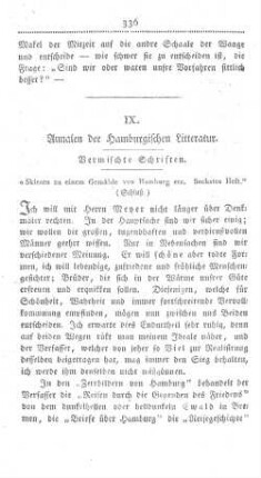 IX. Annalen der Hamburgischen Litteratur.