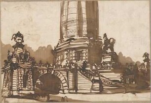 Fischer, Theodor; Porta Westfalica; Kaiser-Wilhelm-Denkmal auf dem Widekindsberg - Perspektive