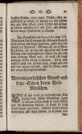 Von einigen falschen Grund- und Lehr-Sätzen deren Welt-Menschen.