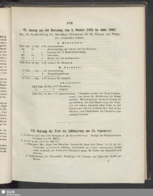 VII. Ordnung der Feier des Stiftungstags am 14. September