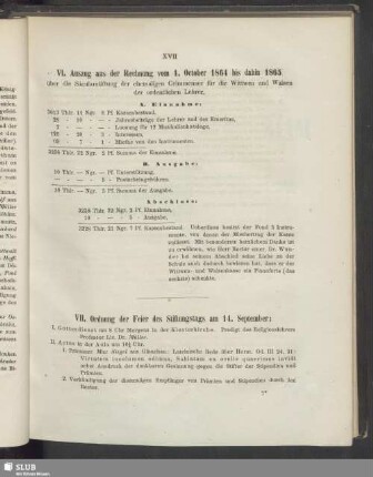 VII. Ordnung der Feier des Stiftungstags am 14. September