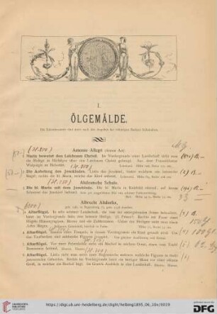 I. Gemälde (Nr. 1-179)