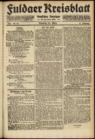 Ausgabe vom Dienstag, den 23. März 1920.