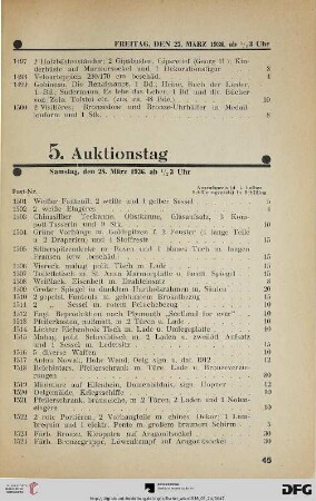 5. Auktionstag Samstag, den 28. März 1936, ½ 3 Uhr (Nr. 1501-1875)