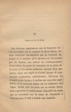 IV. Sèjour au Col du Gèant