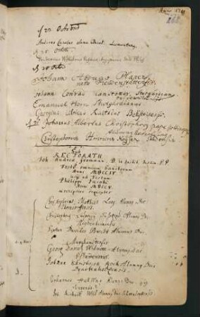 Winterhalbjahr 1704/1705. Rektorat Johann Andreas Frommann