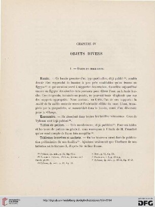 Chapitre IV: Objets divers