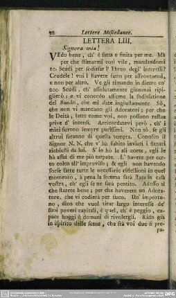 Lettera LIII. Signora mia!