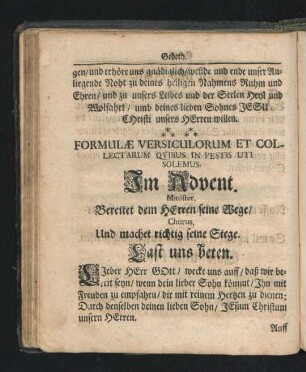Formulae Versiculorum Et Collectarum Quibus In Festis Uti Solemus.