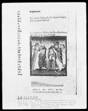 Chroniques de France in zwei Bänden — Chroniques de France, Band 1 — Krönung der Söhne Ludwig des Stammlers, Folio 174verso