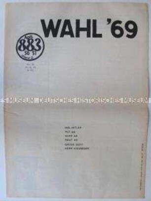APO-Zeitung "Agit 883" zur Bundestagswahl 1969