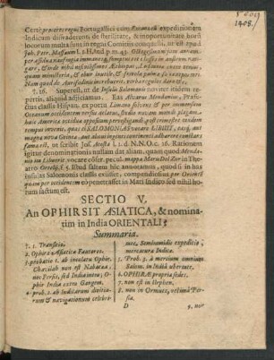 Sectio V. An Ophir Asiatica, & nominatim in India Orientali?