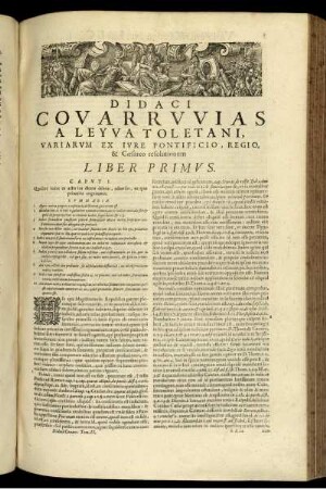 Didaci Covarrvvias a Leyva Toletani, variarvm ex ivre pontificio, regio, & Cæsareo resolutionum. Liber Primvs