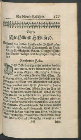 Diß ist Die Sibend Schlußred.