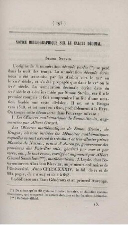 Notice Bibliographique sur le calcul décimal.
