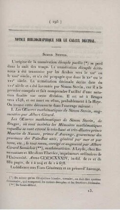 Notice Bibliographique sur le calcul décimal.