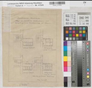 Arnsberg, Amtsgericht, Altbau, Grundriss Abortanlagen, Erdgeschoss und Obergeschoss
