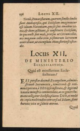 Locus XII. De Ministerio Ecclesiastico.