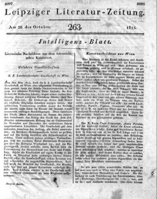 Literarische Nachrichten aus dem österreichischen Kaiserstaat.