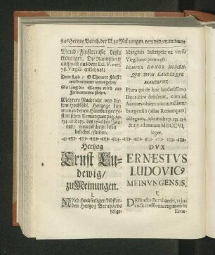 Herzog Ernst Ludewig/ zu Meinungen.