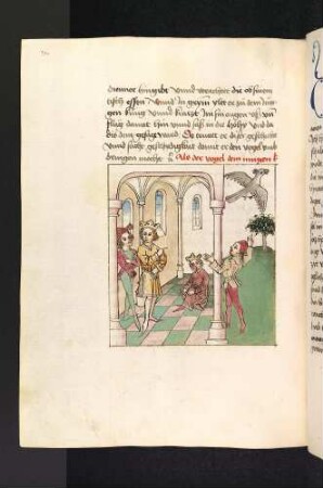 Der Königssohn mit den ausgehackten Augen, der alte Pinza-Vogel fliegt davon; (Kapitel IX: Von dem König und dem Vogel Pinza).
