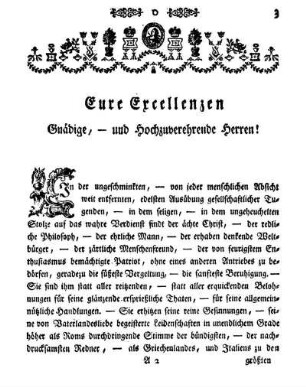 Eure Excellenzen Gnädige, - und Hochzuverehrende Herren!