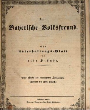 Der bayerische Volksfreund. 19. 1842