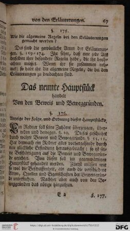 Das neunte Hauptstück handelt von den Beweis und Beweggründen